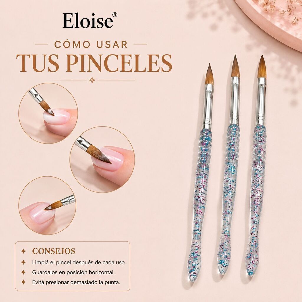 [PL-CFSJB-SZ, 084130] Pincel acrilico glitter translucido x3 ELOISE