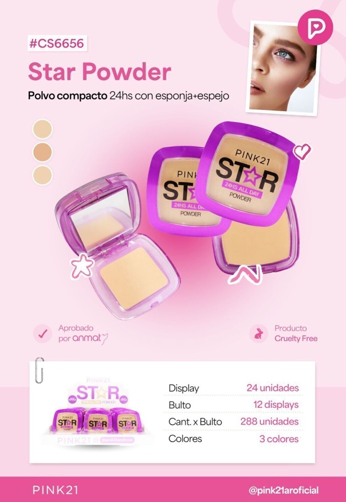[PL-CS6656, 488495] Polvo compacto STAR PINK 21