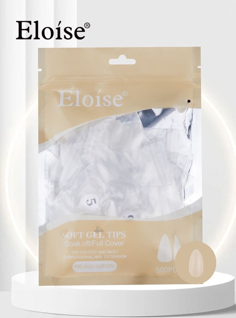 [PL-PA500, 010533] Tips soft gel PRELIMADO ALMENDRA x500 ELOISE