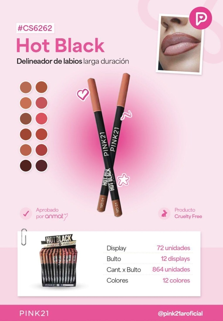 Delineador de labios HOT BLACK PINK 21
