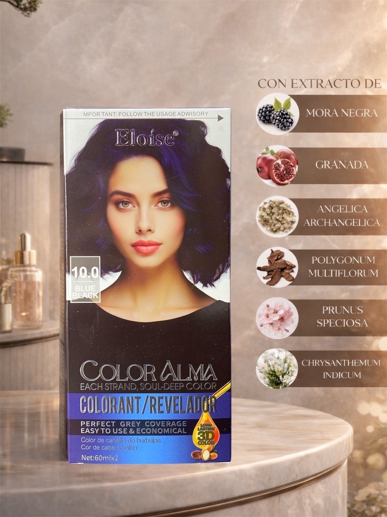 [PL-011714] Kit completo de coloracion 10.0 NEGRO AZULADO ELOISE