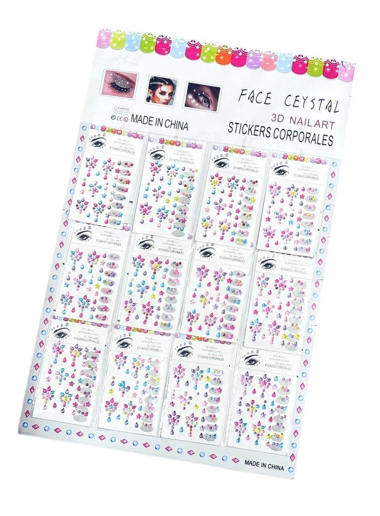 [PL-YTZ12P, 101872] Plancha de strass para la cara MULTICOLOR FACE CRYSTAL