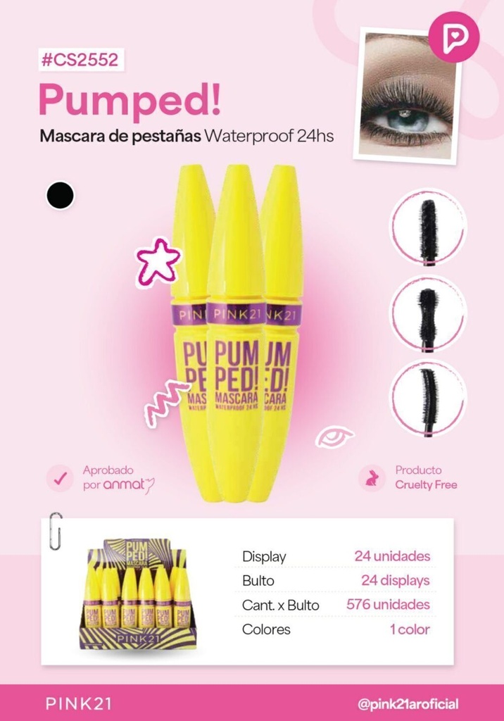 [PL-412933] Mascara de pestañas PUMPED! WATERPROFF 24hs CS2552 PINK 21
