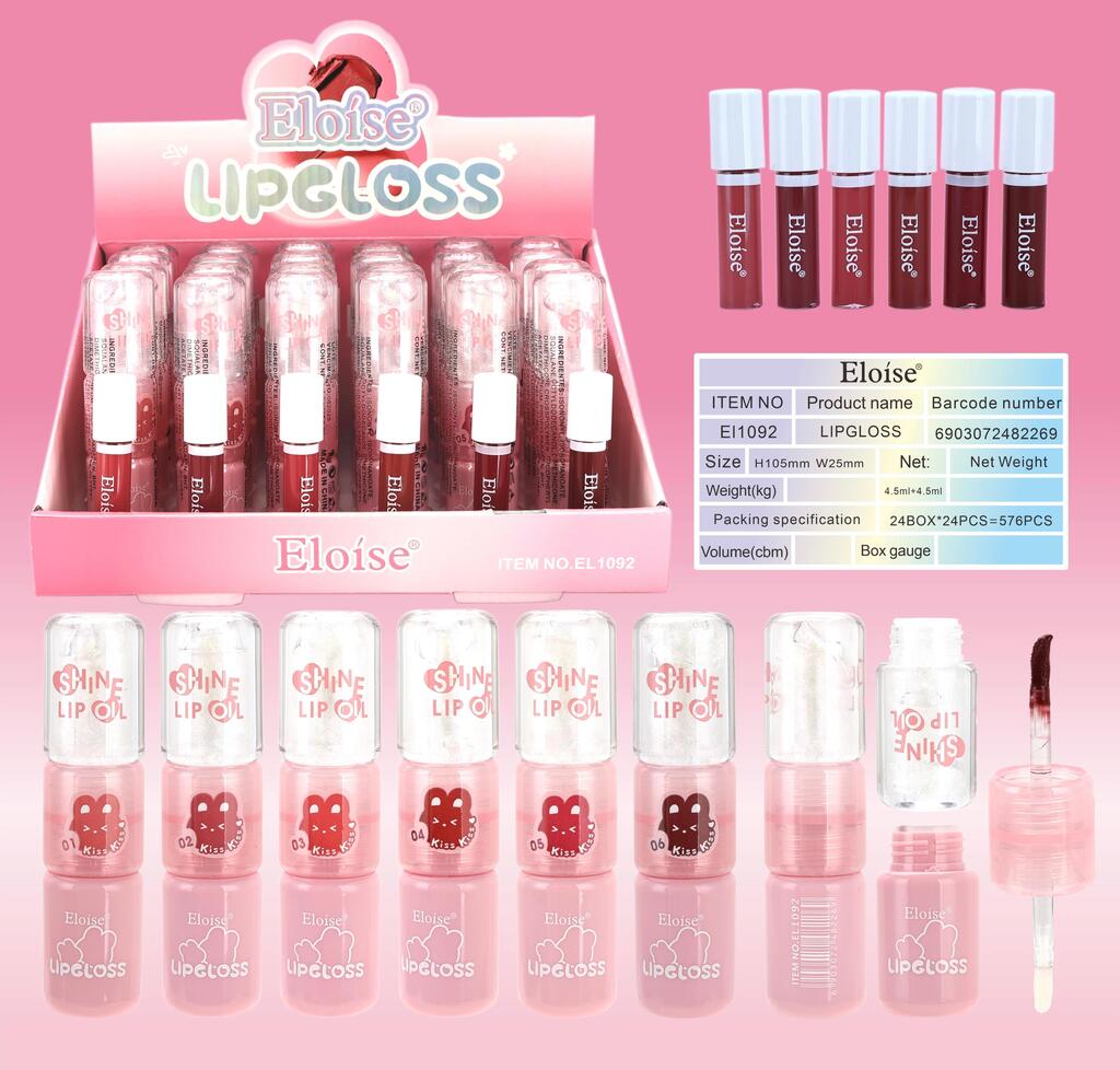 [PL-EL1092, 482269] Lip gloss glitter + lip gloss de color KISS KISS ELOISE