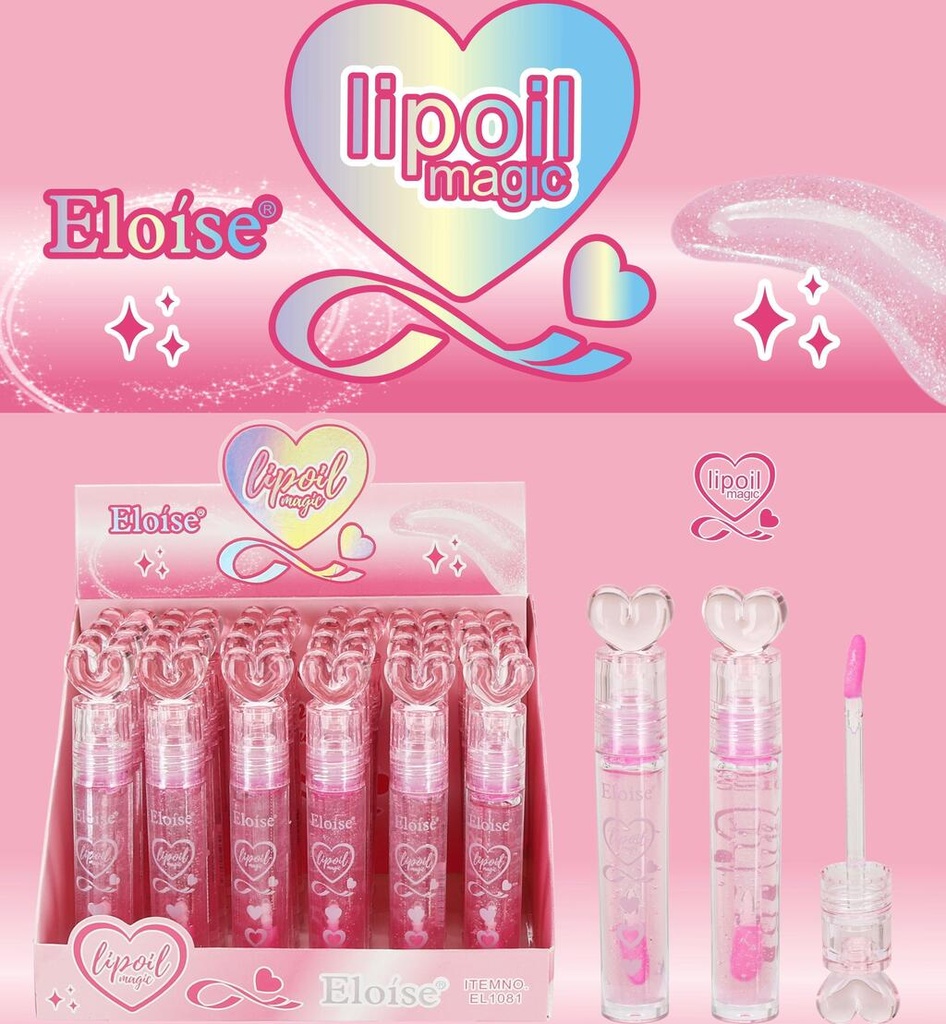 [PL-EL1081, 480685] Lip oil glitter magico TAPA CORAZON ELOISE