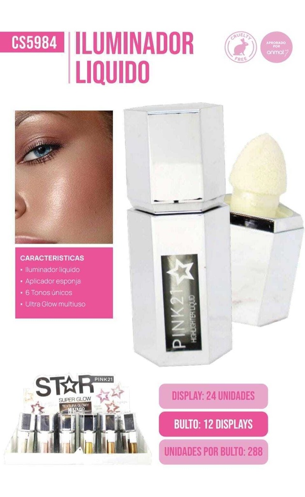 [PL-485456-CS5984] Iluminador STAR empaque PLATEADO PINK 21
