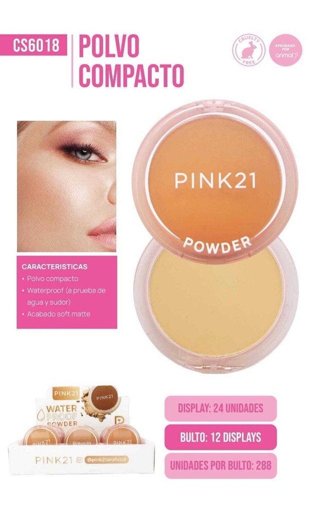 [PL-487450-CS6018] Polvo compacto EMPAQUE ROSA PINK 21