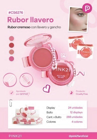 [PL-487597] Rubor en crema con gancho CS6276 PINK 21