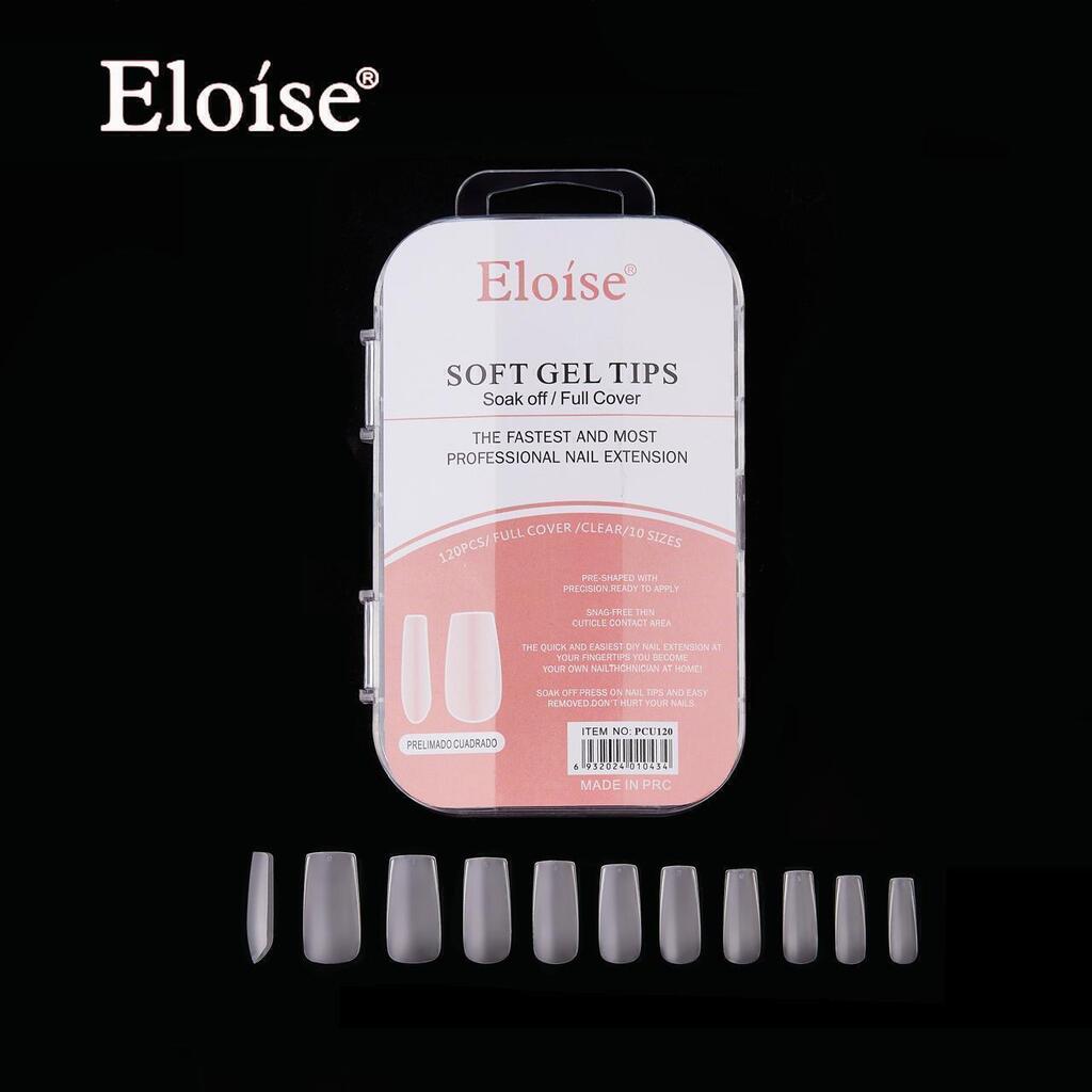 [PL-PCU120, 010434] Tips soft gel PRELIMADO CUADRADO x120 EN CAJA CHICA ELOISE