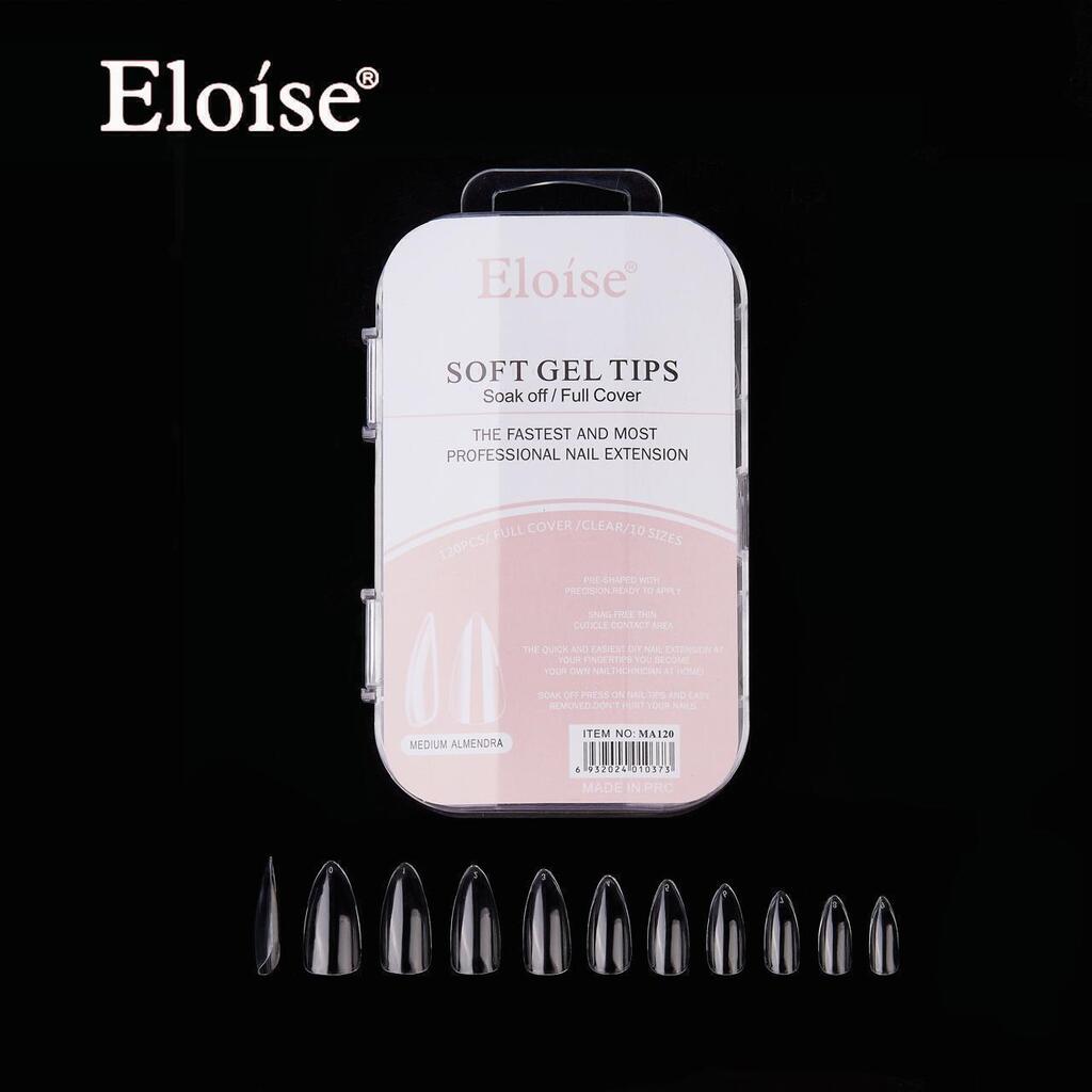 [PL-MA120, 010373] Tips soft gel MEDIUM ALMENDRA x120 EN CAJA CHICA ELOISE