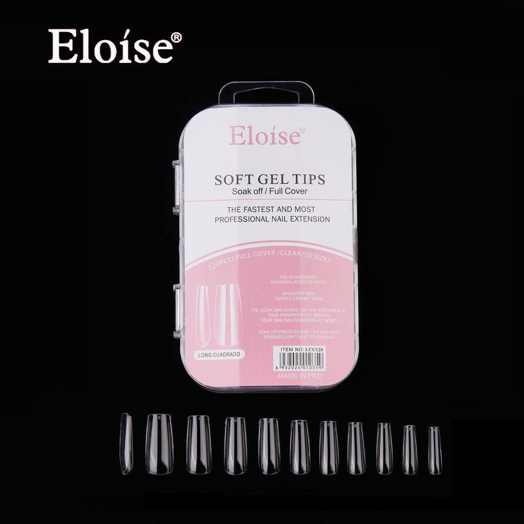 [PL-LCU120, 010359] Tips soft gel LONG CUADRADO x120 EN CAJA CHICA ELOISE