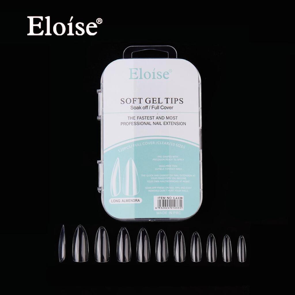 Tips soft gel LONG ALMENDRA X120 EN CAJA CHICA ELOISE