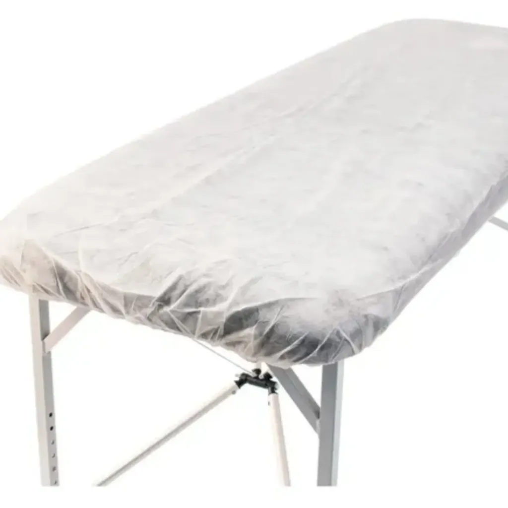 [PS-4563] Cubre camilla 2mts x 1mts descartable blanco con elastico pack x10u