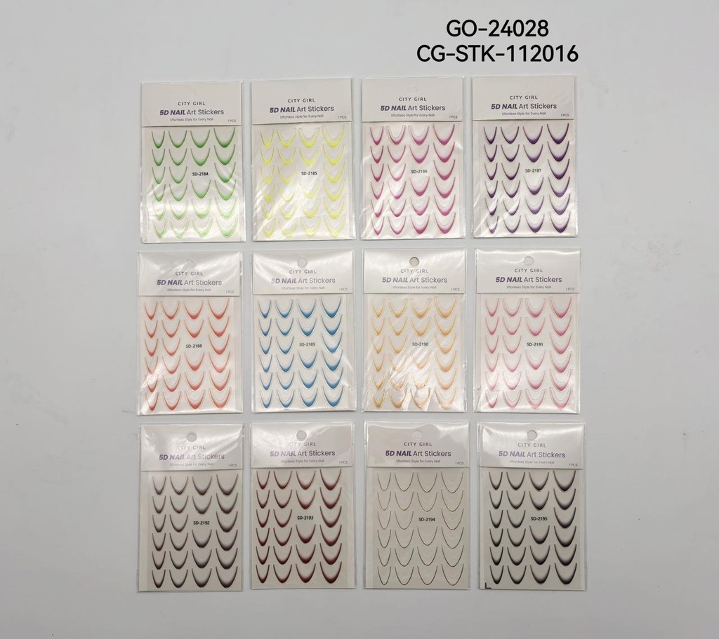 STICKER DE UÑAS 5D CON BORDES DORADOS