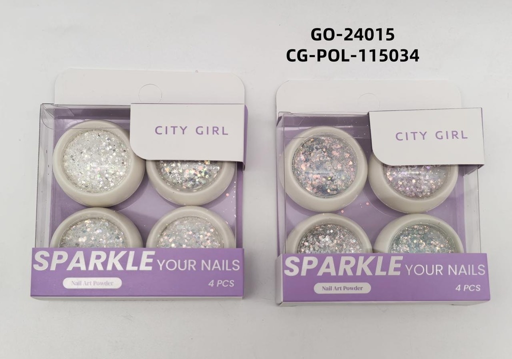 [PG-GO-24015] POLVO PARA UÑAS CITY GIRL – 4PCS