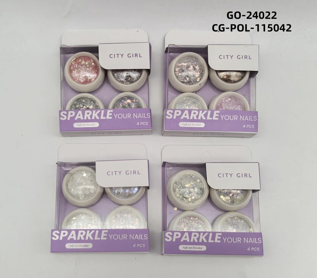 [PG-GO-24022] POLVO PARA UÑAS CITY GIRL – 4PCS