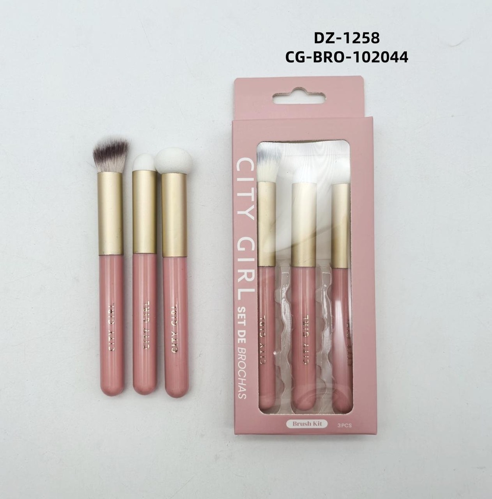 [PG-DZ-1258] SET DE BROCHAS PARA MAQUILLAJE CITY GIRL – 3PCS