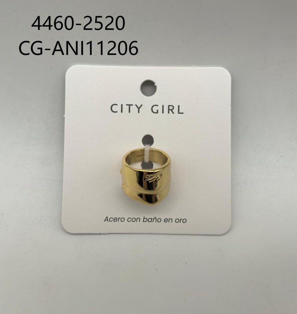 [PG-4460-2520] ANILLO DE ACERO DORADO CITY GIRL