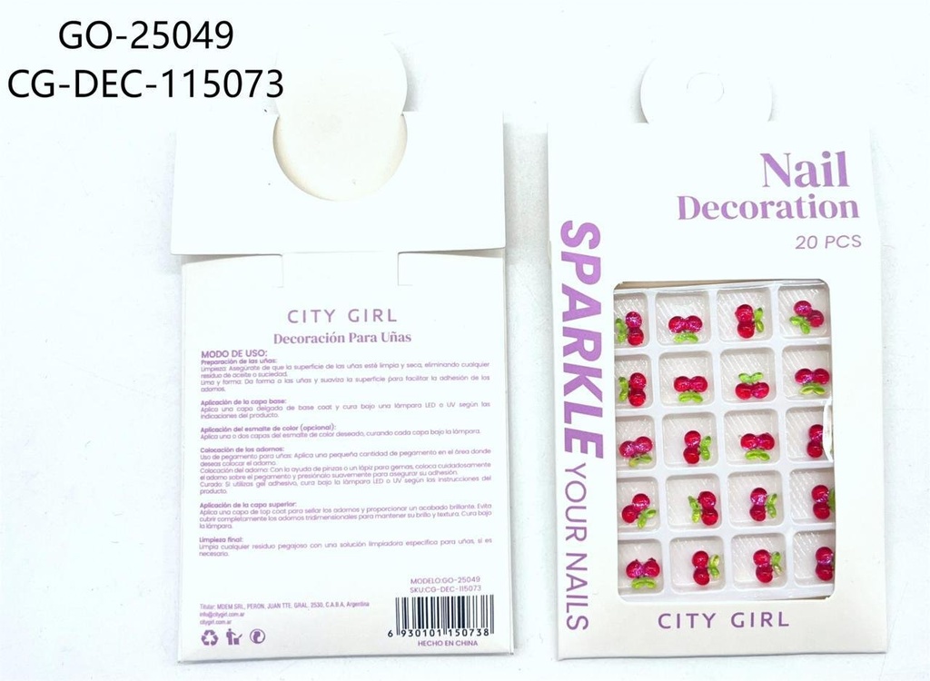 [PG-GO-25049] DECORACION DE CEREZA PARA UÑAS CITY GIRL