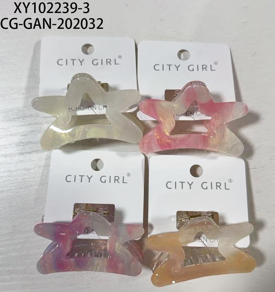 [PG-XY102239-3] BROCHE DE PELO ESTRELLA CITY GIRL