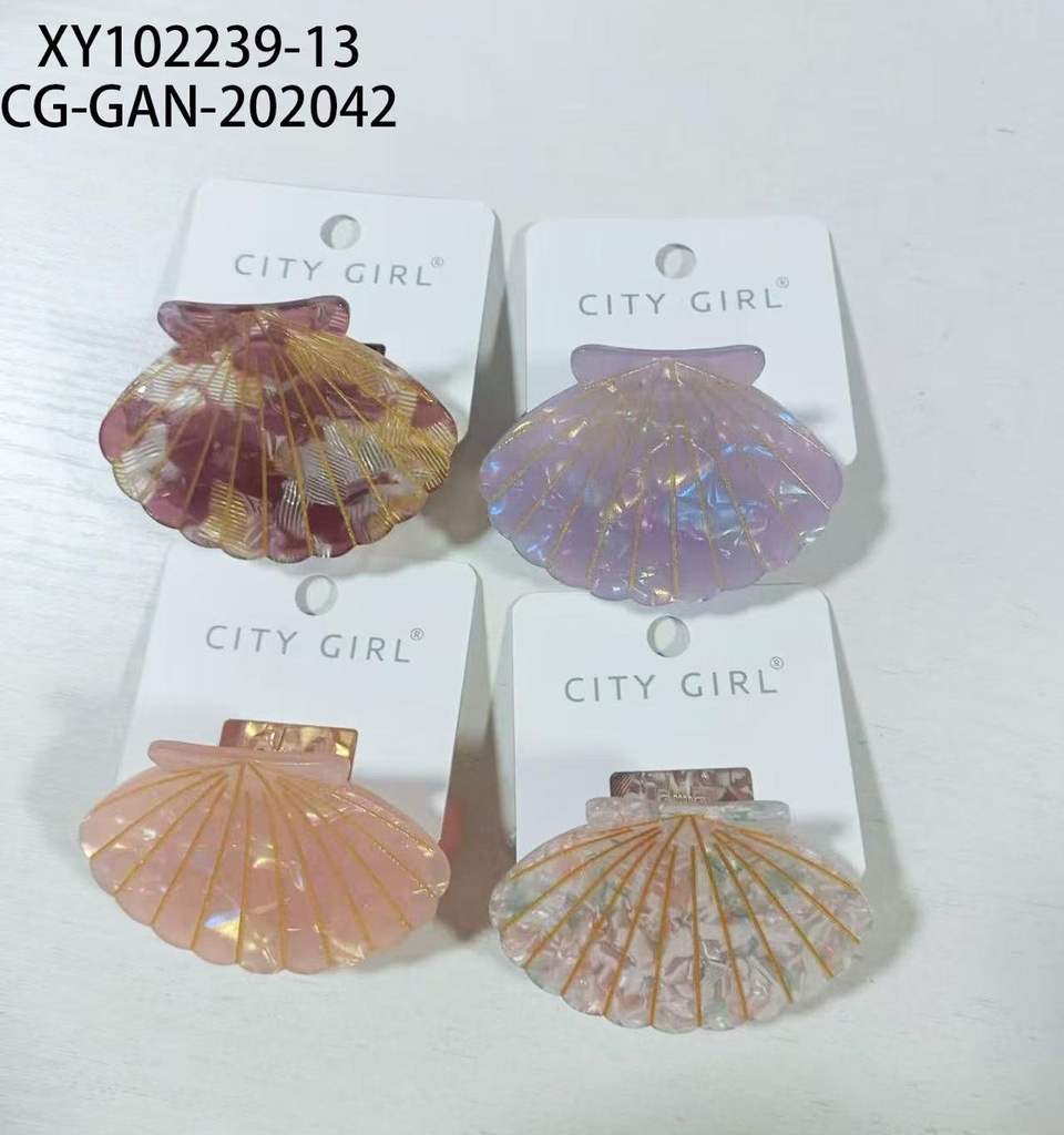[PG-XY102239-13] BROCHE DE PELO ALMEJA CITY GIRL