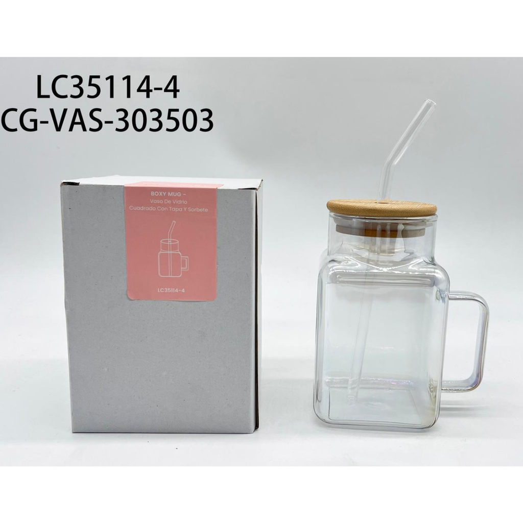 [PG-LC35114-4] VASO DE VIDRIO CON TAPA Y SORBETE CITY GIRL – 620ML