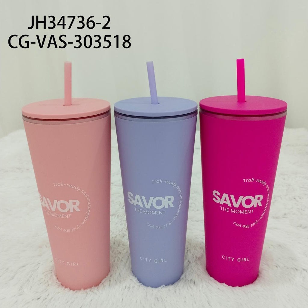 [PG-JH34736-2] VASO PLASTICO SAVOR THE MOMENT CON SORBETE CITY GIRL