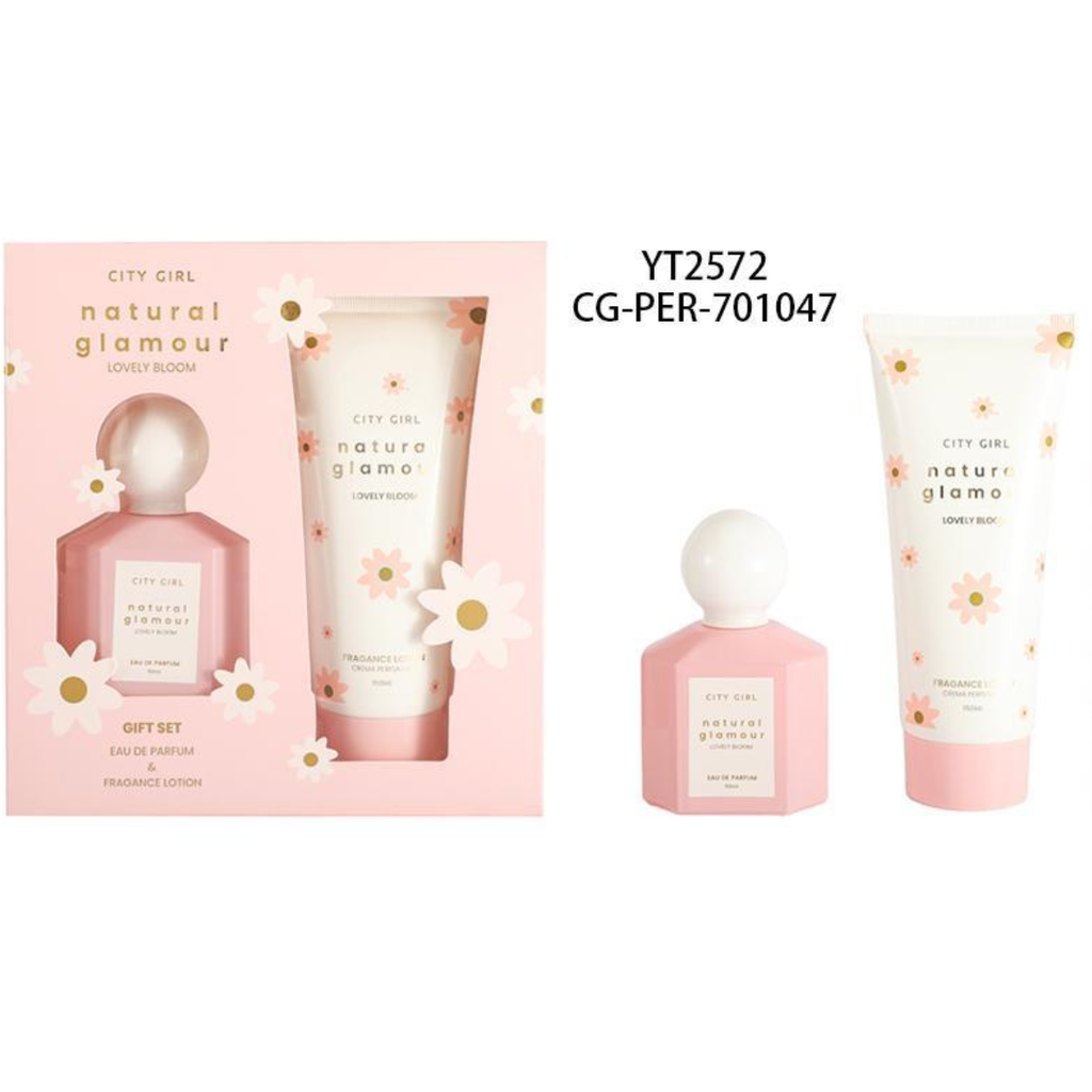 [PG-YT2572] KIT DE PERFUME CON CREMA CORPORAL NATURAL GLAMOUR LOVELY BLOOM – 2PCS
