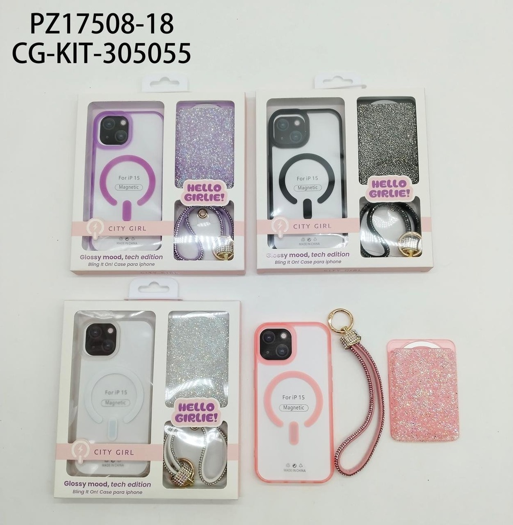 KIT DE FUNDA PARA IPHONE 15 CITY GIRL