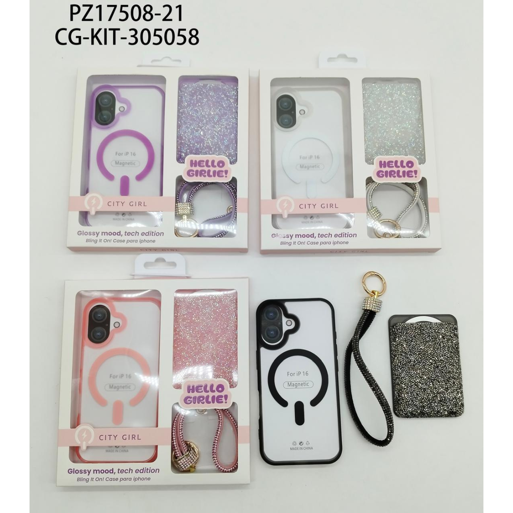 KIT DE FUNDA PARA IPHONE 16 CITY GIRL