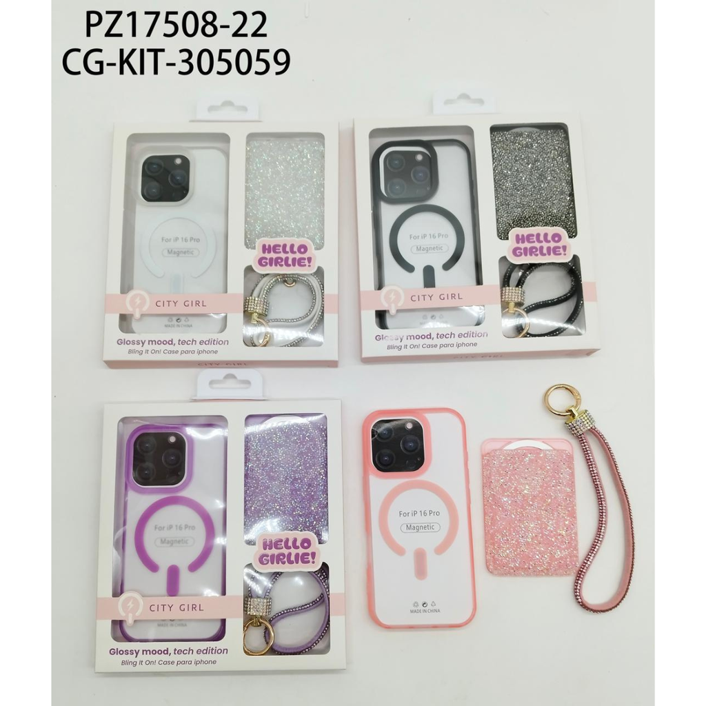 KIT DE FUNDA PARA IPHONE 16 PRO CITY GIRL