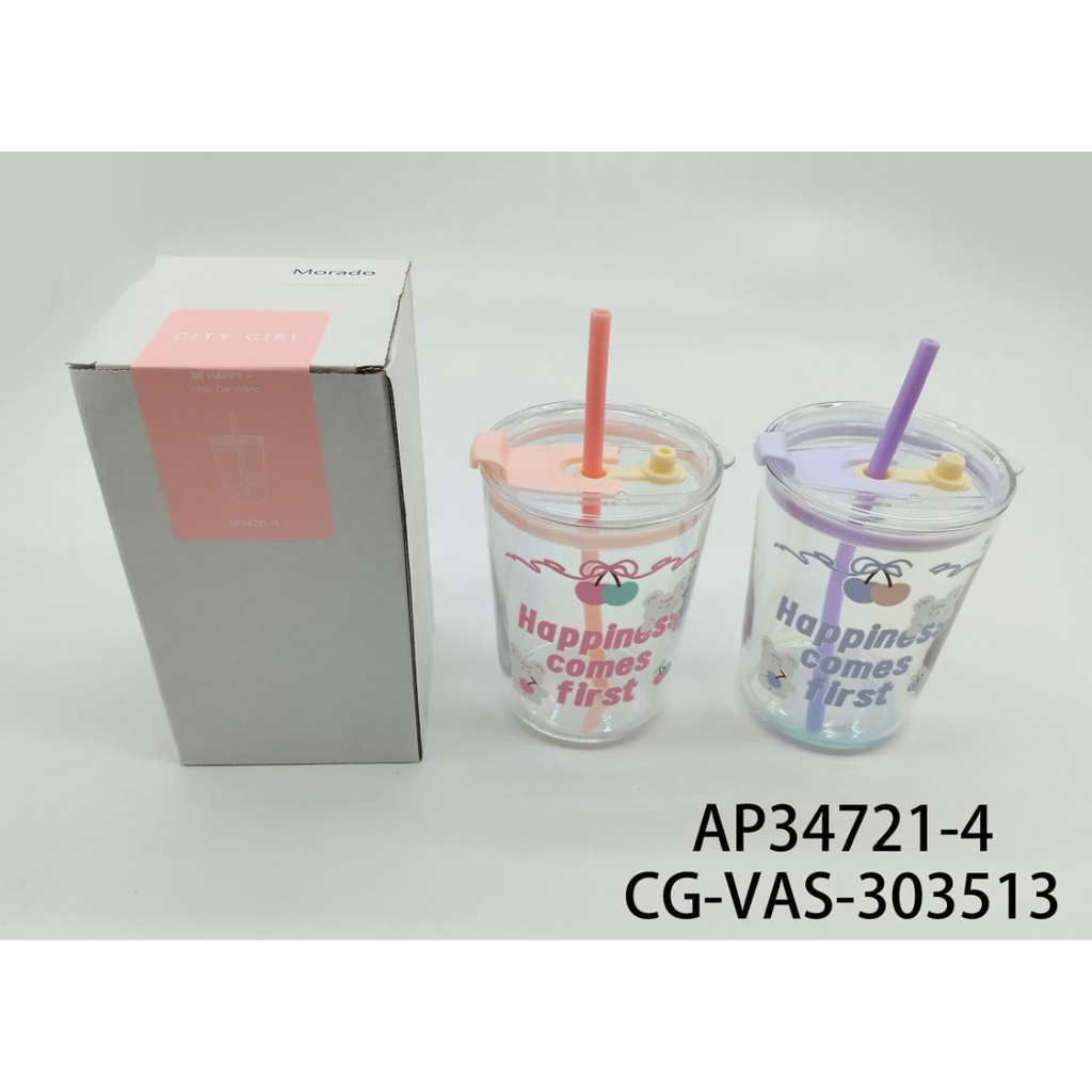 [PG-AP34721-4] VASO CON SORBETE HAPPINESS COMES FIRST CITY GIRL