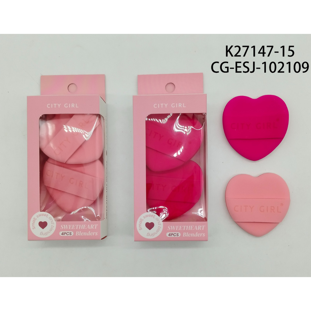 ESPONJA DE MAQUILLAJE CORAZÓN CITY GIRL – 2PCS