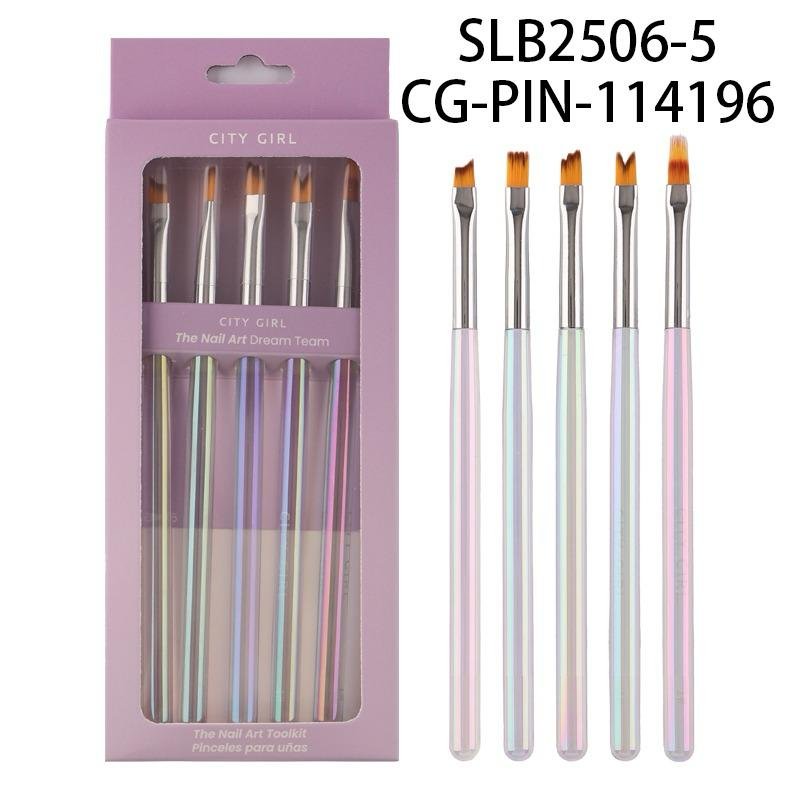 [PG-SLB2506-5] SET DE PINCELES NAIL ART CITY GIRL – 5PCS