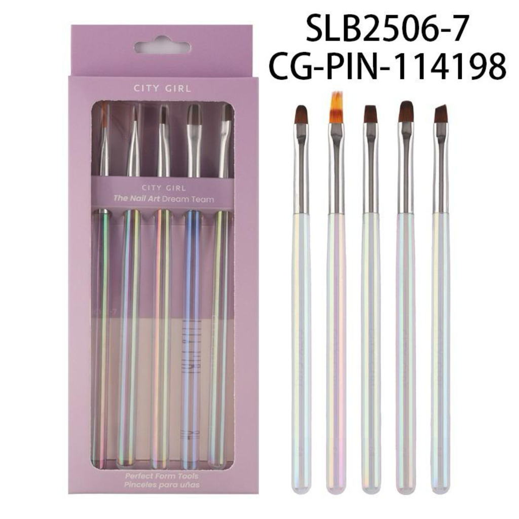 [PG-SLB2506-7] SET DE PINCELES NAIL ART CITY GIRL – 5PCS