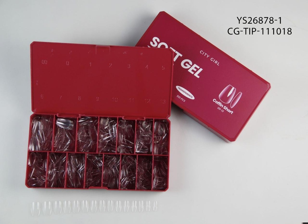 [PG-YS26878-1] SOFT GEL TIPS PRO COFFIN SHORT 510PCS CITY GIRL