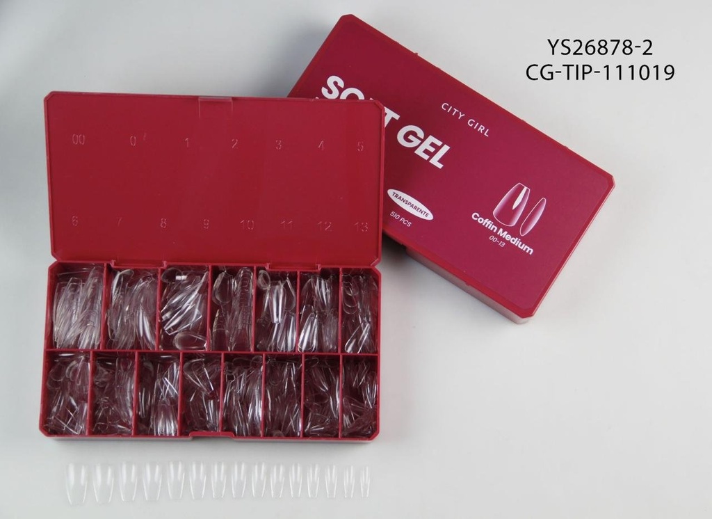 [PG-YS26878-2] SOFT GEL TIPS PRO COFFIN MEDIUM 510PCS CITY GIRL