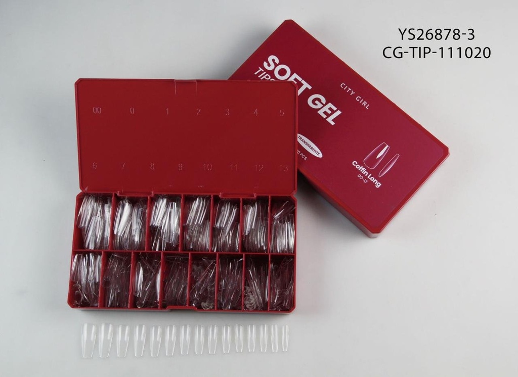[PG-YS26878-3] SOFT GEL TIPS PRO COFFIN LONG 510PCS CITY GIRL