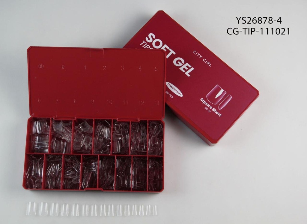 [PG-YS26878-4] TIPS PARA SOFT GEL SQUARE SHORT 510PCS CITY GIRL