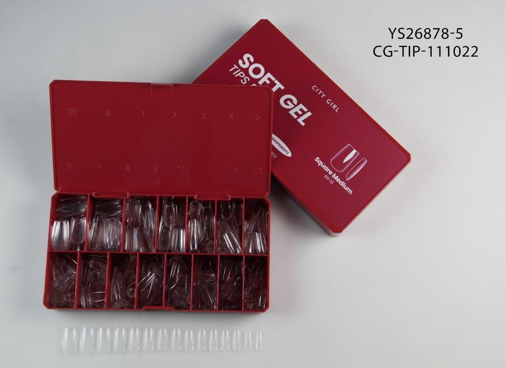 [PG-YS26878-5] SOFT GEL TIPS PRO SQUARE MEDIUM 510PCS CITY GIRL