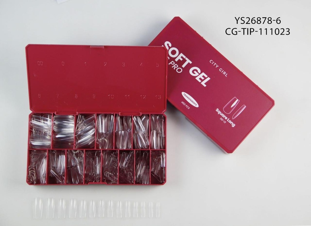 [PG-YS26878-6] SOFT GEL TIPS PRO SQUARE LONG 510PCS CITY GIRL