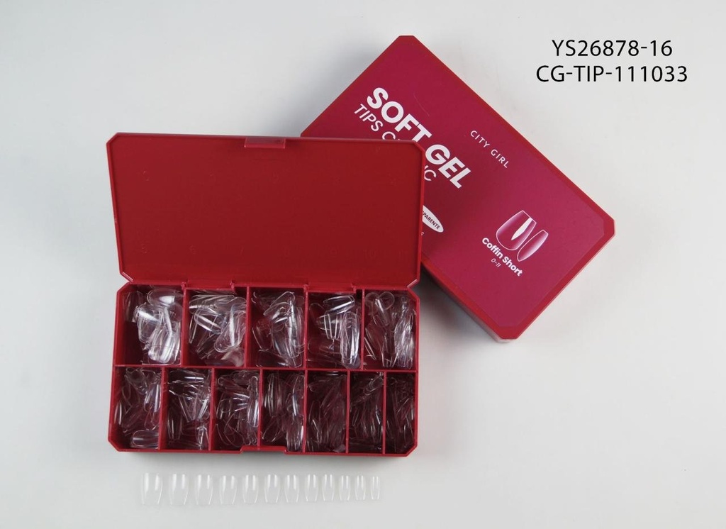 [PG-YS26878-16] TIPS CLASICOS SOFT GEL COFFIN SHORT 504PCS CITY GIRL