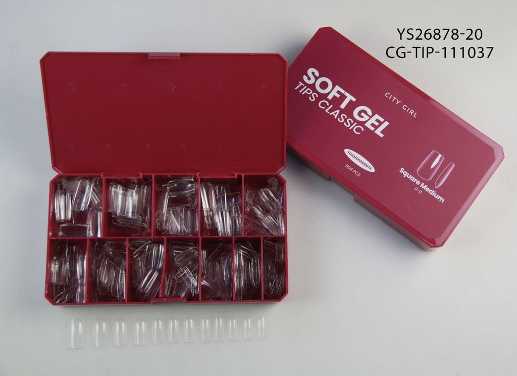 [PG-YS26878-20] TIPS CLASICOS SOFT GEL  SQUARE MEDIUM 504PCS CITY GIRL