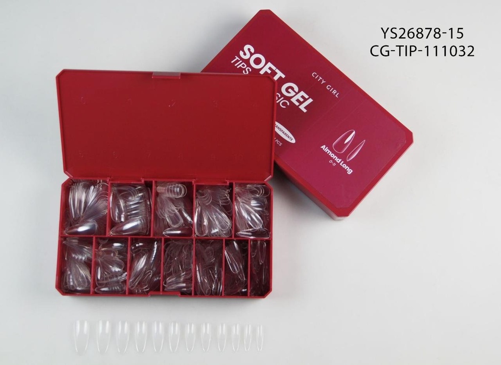 [PG-YS26878-15] TIPS CLASICOS SOFT GEL ALMOND LONG 504PCS CITY GIRL