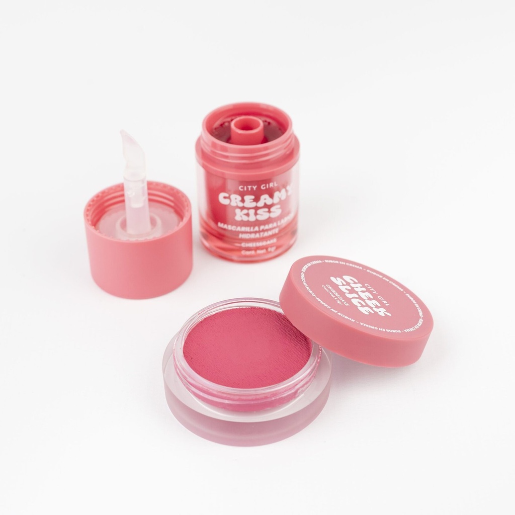 [PG-RL-12343] KIT DE CUIDADO PARA LABIOS (Mascarilla para labios + Rubor en crema) CITY GIRL – 2PCS