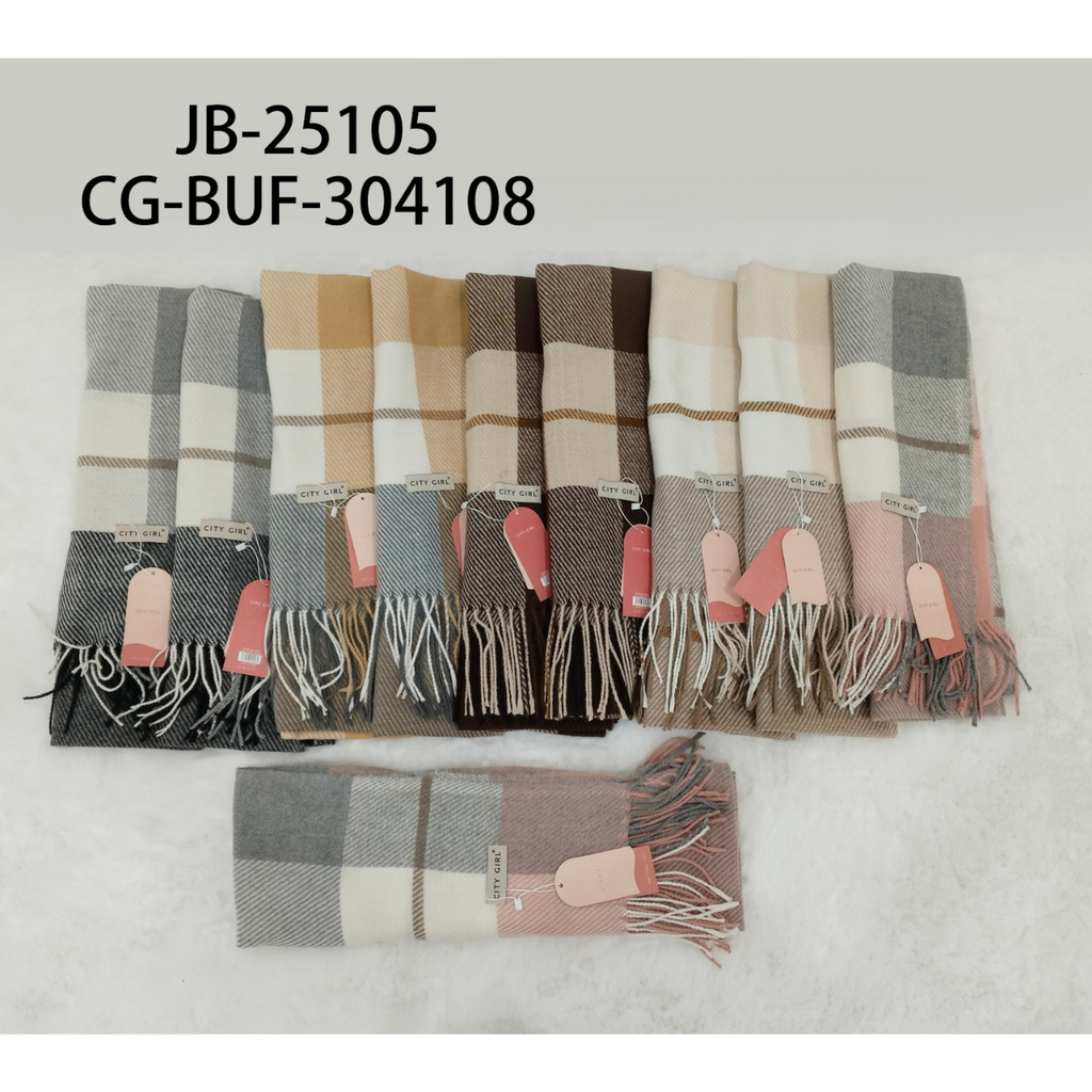 [PG-JB-25105] BUFANDA A CUADROS CON FLECOS CITY GIRL