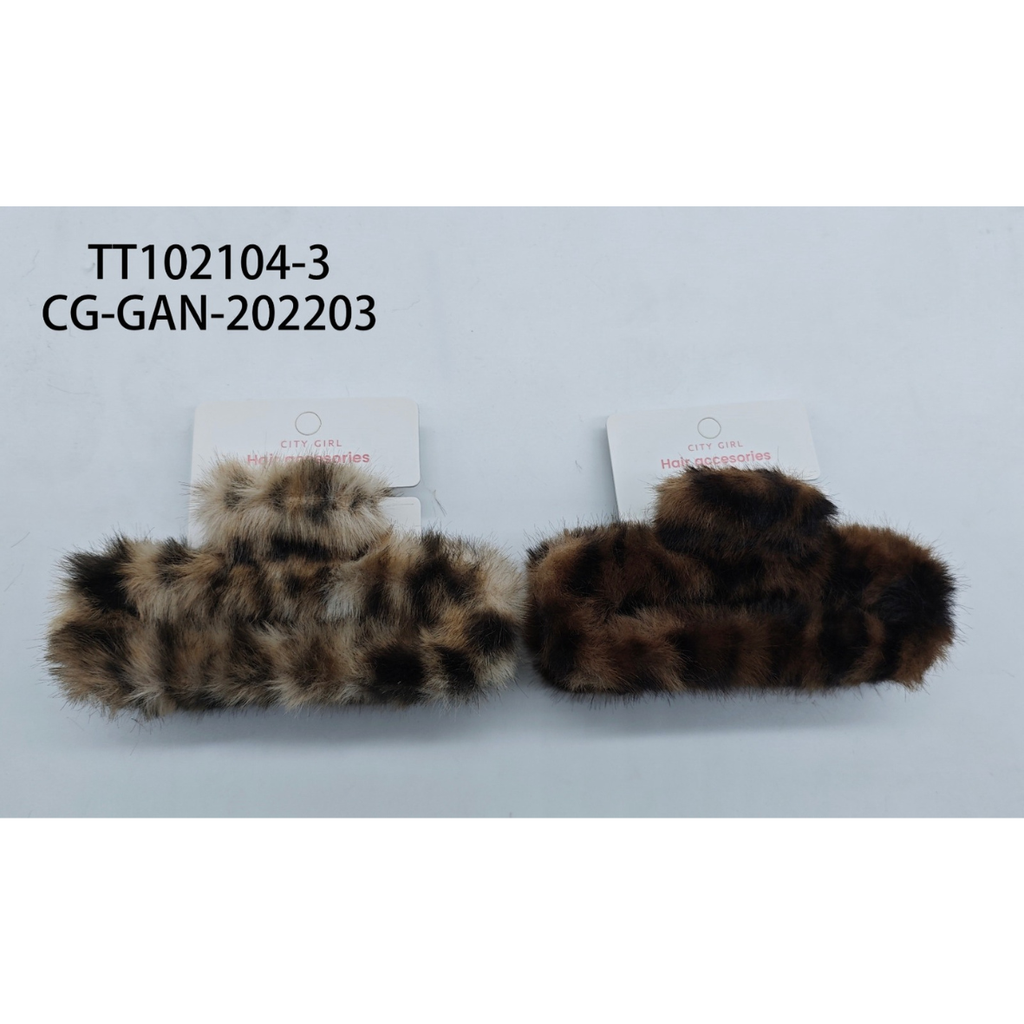 [PG-TT102104-3] BROCHE DE PELO PELUCHE ANIMAL PRINT