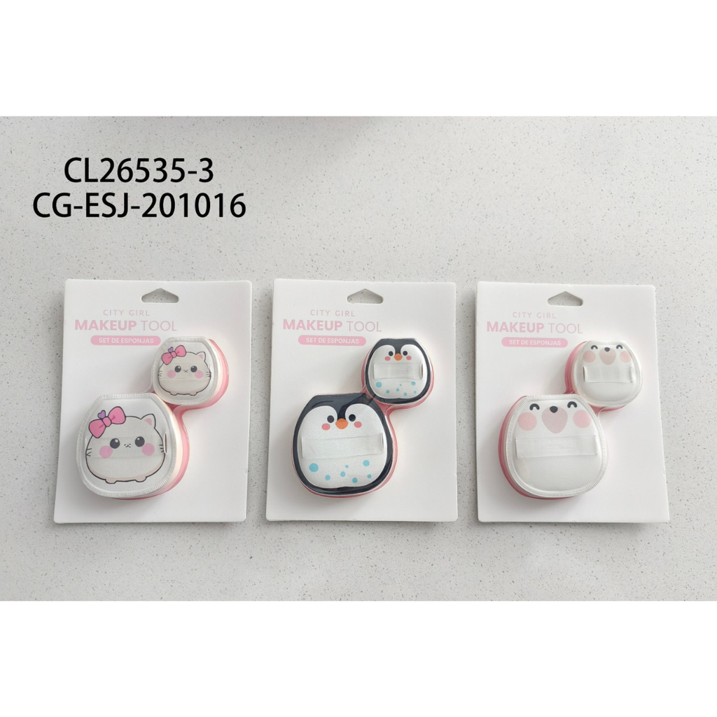 [PG-CL26535-3] SET DE ESPONJAS KAWAII PARA MAQUILLAJE CITY GIRL – 2PCS