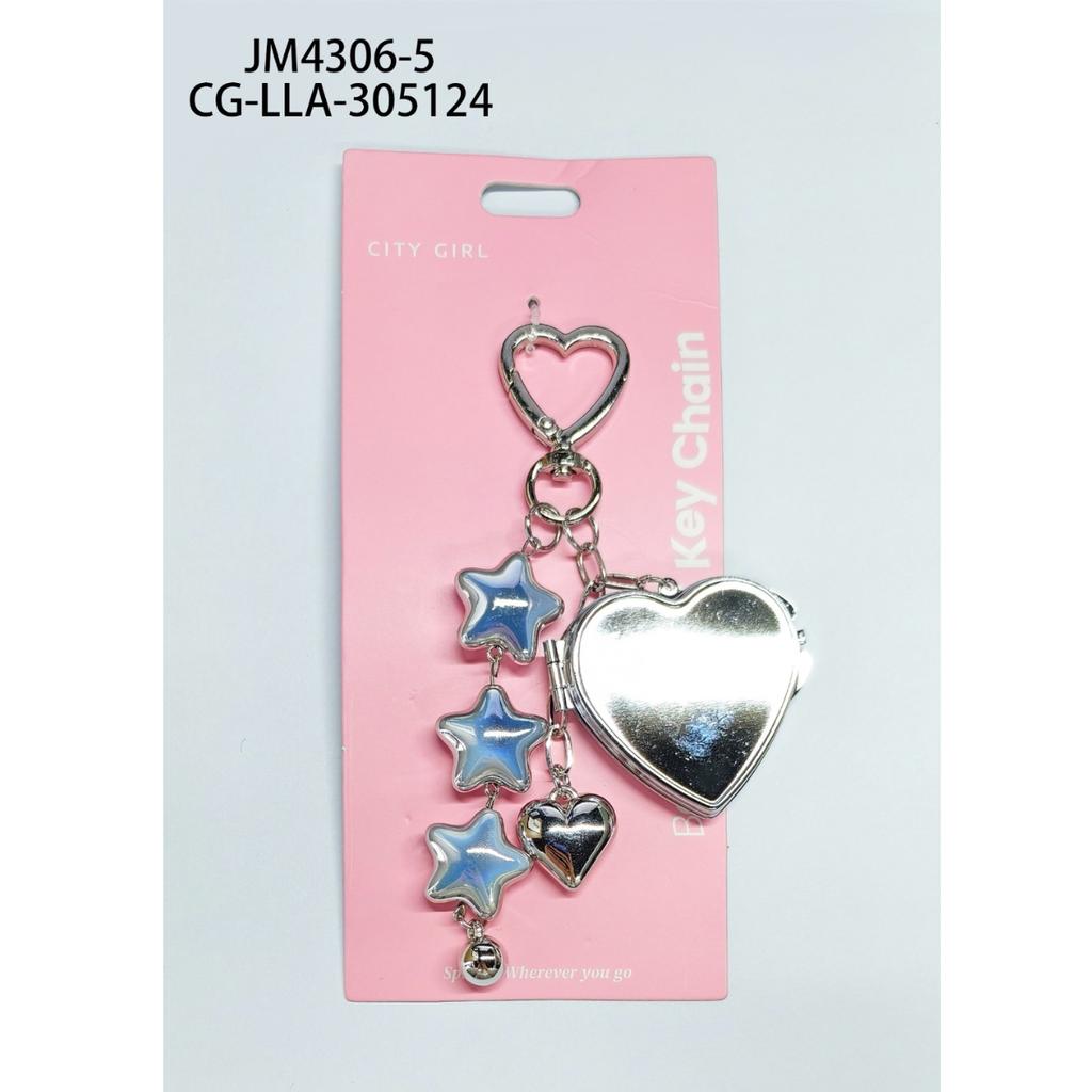 [PG-JM4306-5] LLAVERO CHARM CORAZÓN Y ESTRELLAS CITY GIRL