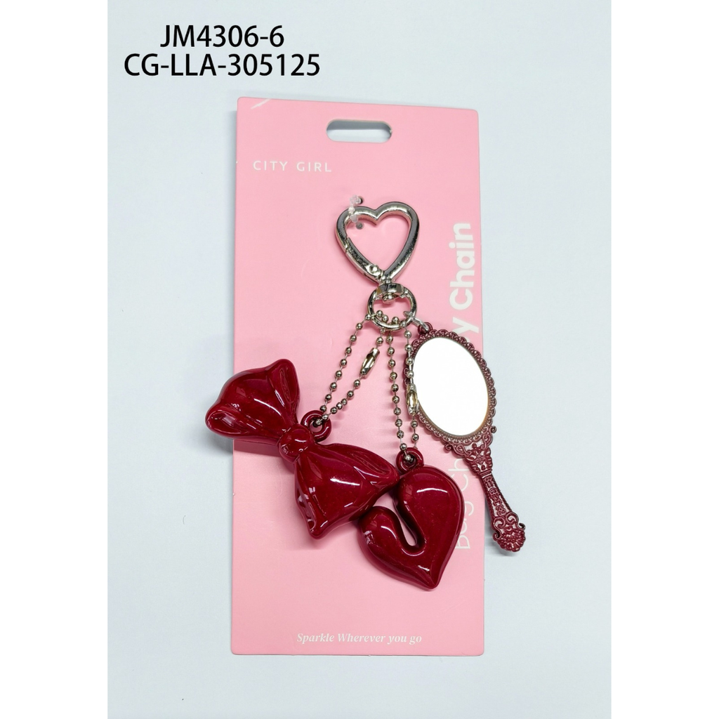 [PG-JM4306-6] LLAVERO CHARM MOÑO Y ESPEJO CITY GIRL